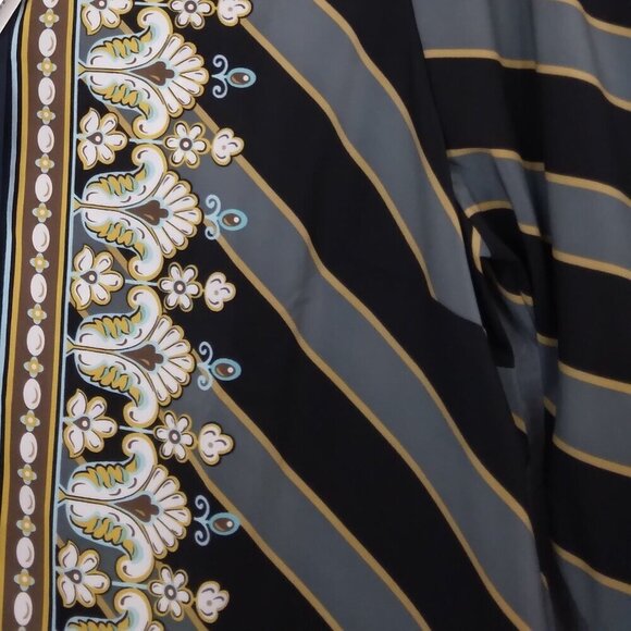 Bob Mackie Bombay Placement Print Long Sleeve Button Front Blouse Multi Size L - Picture 4 of 9